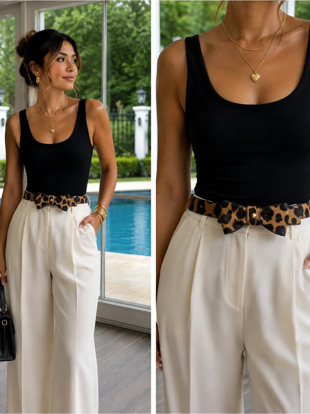 NWT Kate Spade  Leopard Print Bow Belt - Brown/Black XL